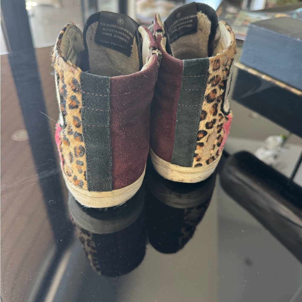 EUC Golden Goose GGDB 38 Leopard and hot pink star Slide Sneakers - Picture 5 of 6
